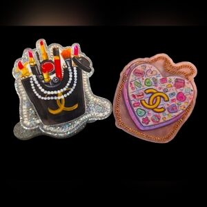 2 pc. Glam Makeup Bag and Pink  Bag Paper Clip | Planner Clip | Desk Accessory